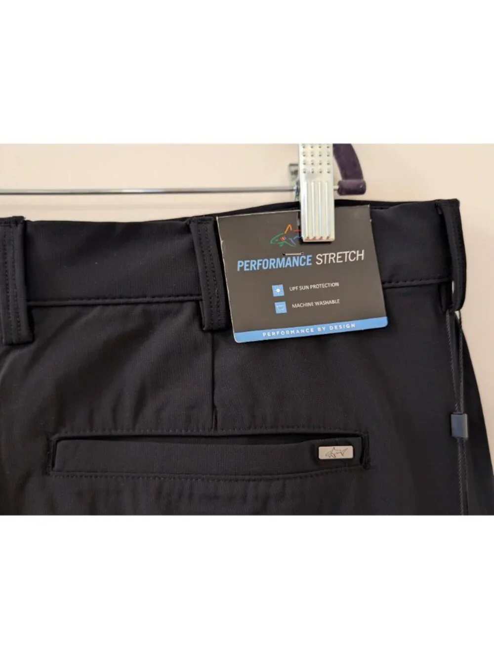 Greg Norman Performance Stretch Black Shorts Size 40 Nylon Blend UPF Sun Protect